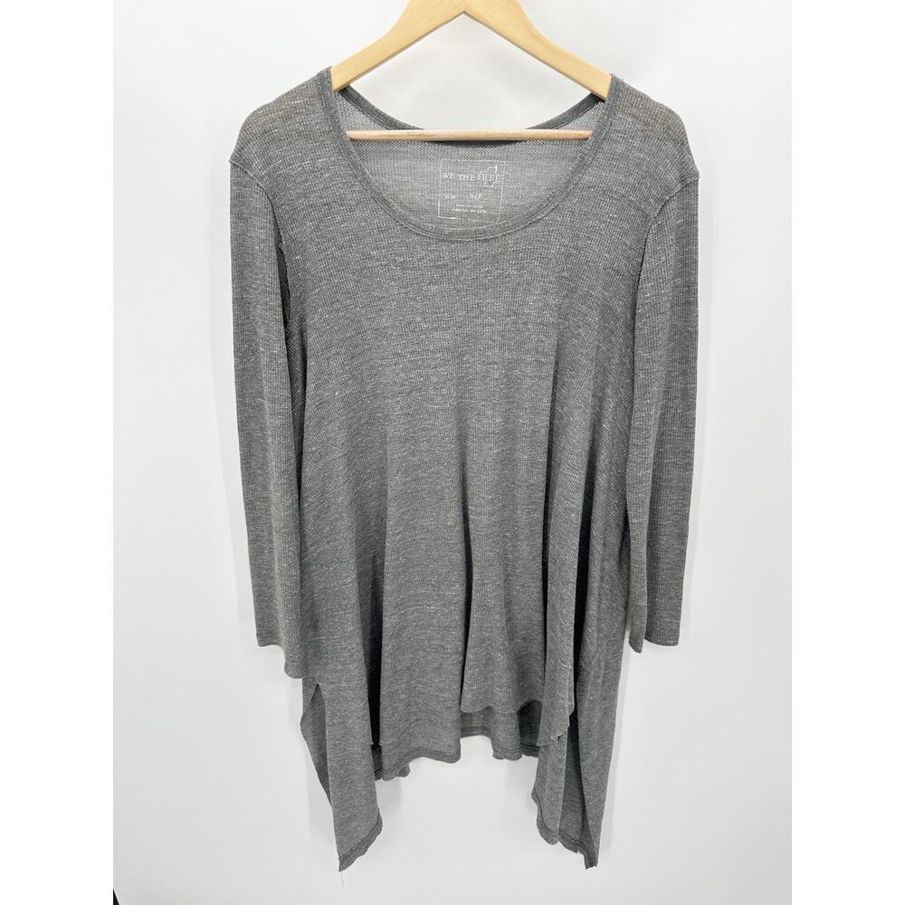 Free People Womens Gray‎ Thermal Shirt Size S Asymmetrical Tunic Oversized Boho